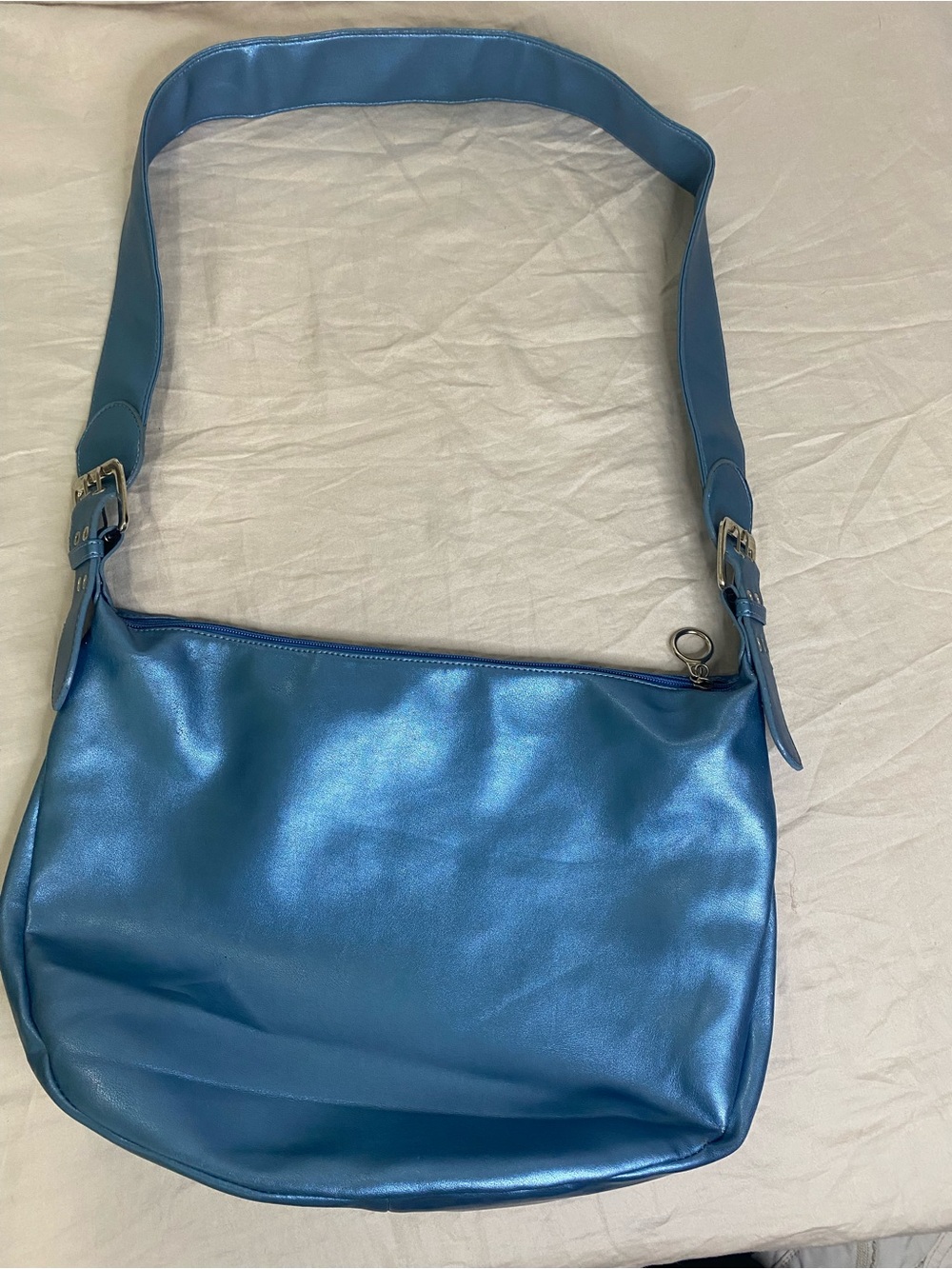 Vintage Bijoux Terner Metallic Blue Hobo Bag Y2K Cyber Slouchy bag